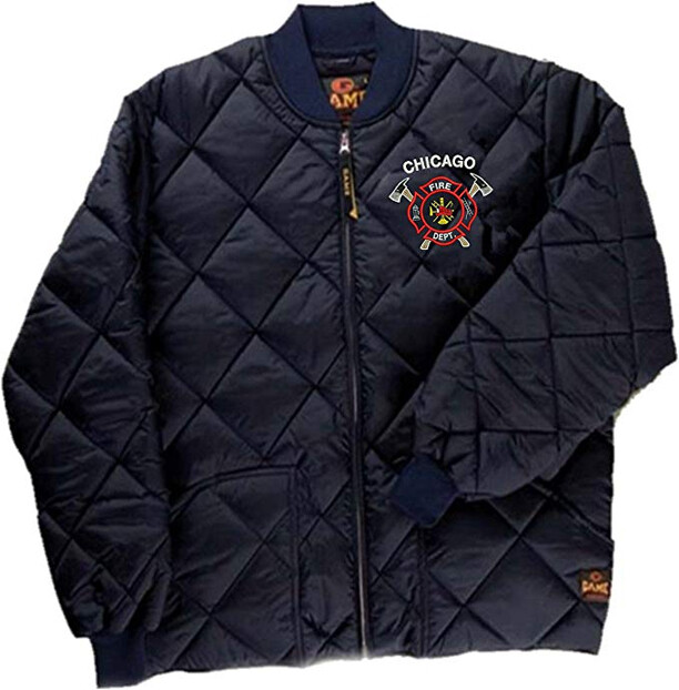 Chicago Fire Department Quilted Jacket W/Embroidered Crossed Axes