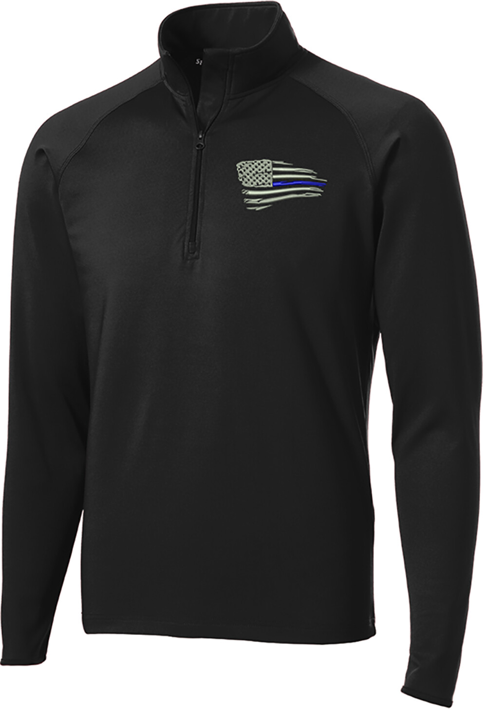 Distressed American Blue Line Flag Sport-Wick Stretch 1/2-Zip Sweatshirt ST850
