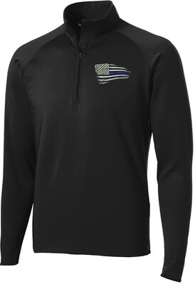 Distressed American Blue Line Flag Sport-Wick Stretch 1/2-Zip Sweatshirt ST850