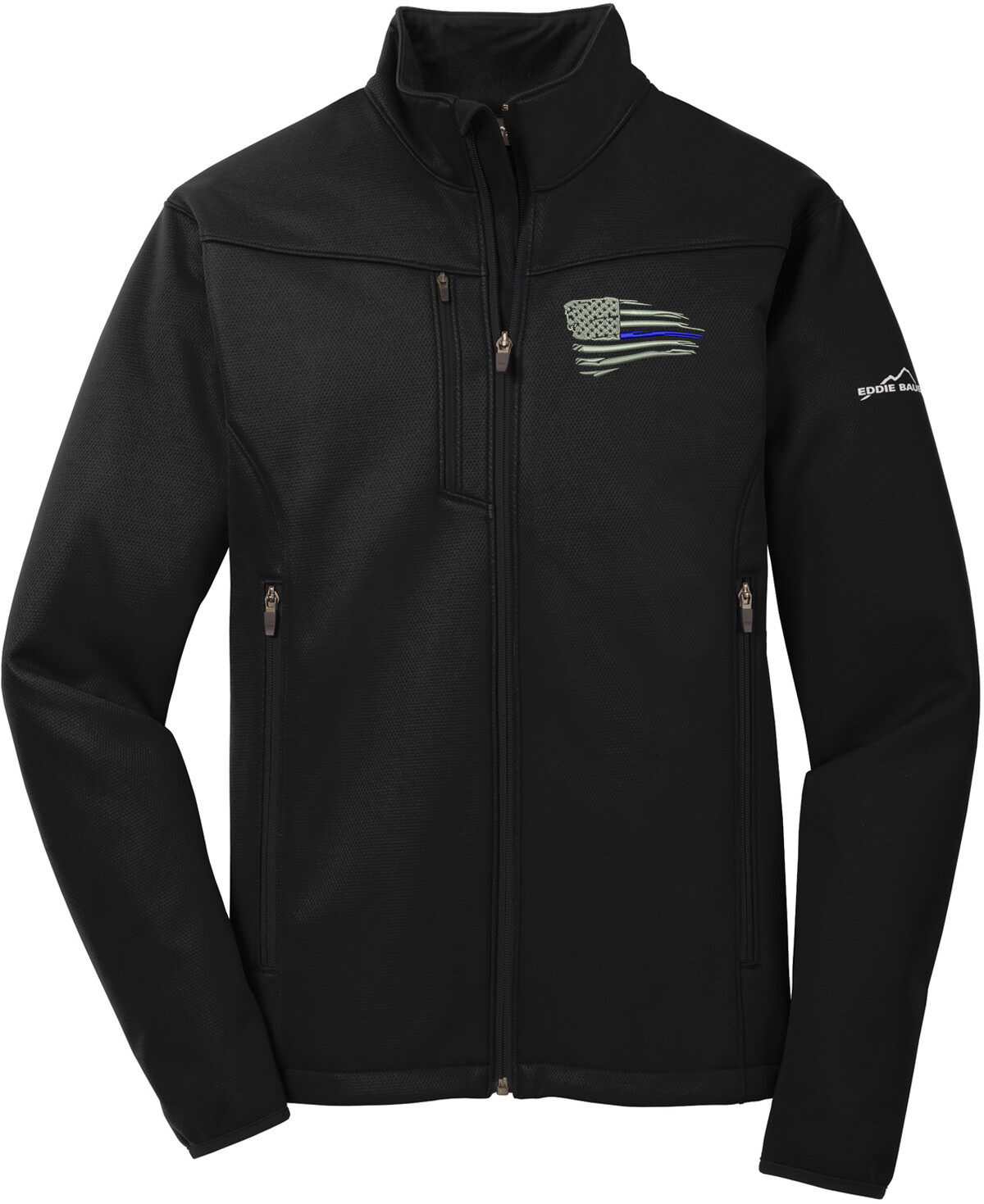 Distressed American Blue Line Flag Weather-Resist Soft Shell Jacket EB538