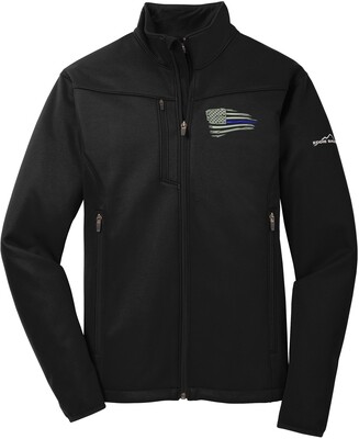 Distressed American Blue Line Flag Weather-Resist Soft Shell Jacket EB538
