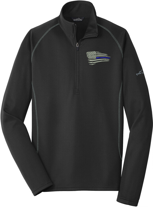 Distressed American Blue Line Flag Smooth Fleece Base Layer 1/2-Zip EB236