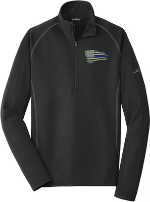 Distressed American Blue Line Flag Smooth Fleece Base Layer 1/2-Zip EB236