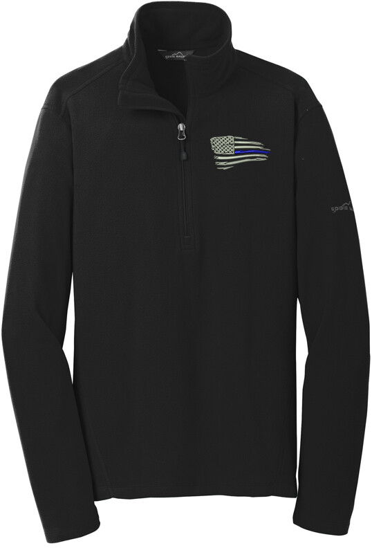 Distressed American Blue Line Flag 1/2-Zip Microfleece Jacket EB226