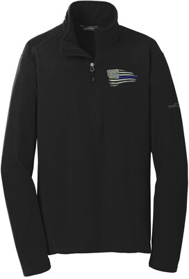 Distressed American Blue Line Flag 1/2-Zip Microfleece Jacket EB226