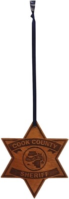 Cook County Sheriff Star Wood Ornament