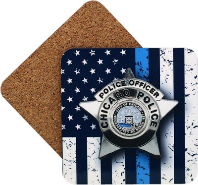 CPD Star Blue Line Coaster With Cork Back 4 Pack Hardboard Square