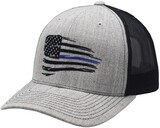 Distressed American Blue Line Flag Snapback Mesh Heather Grey/Black