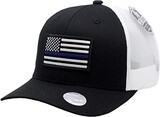 Blue Line American Flag Snapback Trucker Mesh Black/White