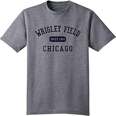 Wrigley Field Chicago Tri-Blend Grey Heather Crew Neck T-Shirt