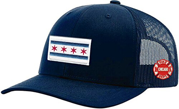 Chicago Fire Department Chicago Flag with Maltese Side Logo Navy Mesh Snapback Hat