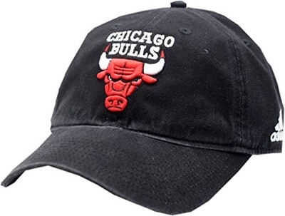 Chicago Bulls Hat Buckle Back Logo Block Black Structured 6441