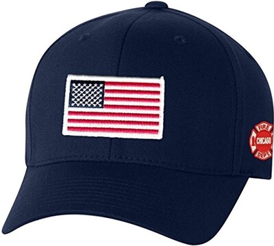 Chicago Fire Department American Flag Patch With Side Maltese Adj. Hat