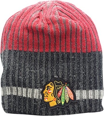 Chicago Blackhawks 2-Tone Ribbed Skull Knit Hat