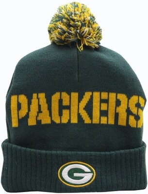 Youth Green Bay Packers Cuffed Pom Knit Hat Green