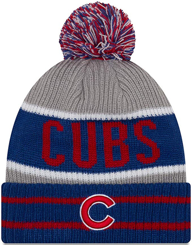 Chicago Cubs Banner Block Pom Knit Hat/Cap