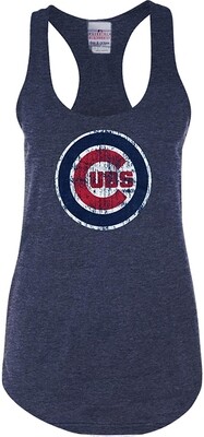 Chicago Cubs Ladies Tank Top Distressed Bullseye Logo
