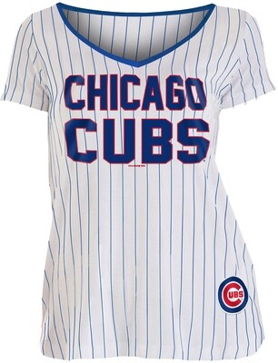 Chicago Cubs Women&#39;s Pinstripe V-Neck Arched