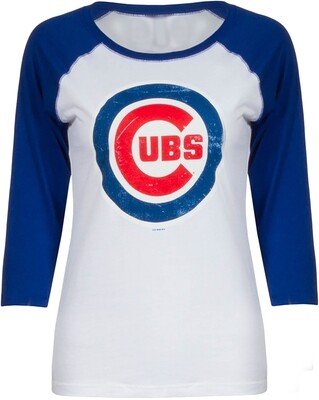Chicago Cubs Women&#39;s T-Shirt 3/4 Sleeve Bullseye