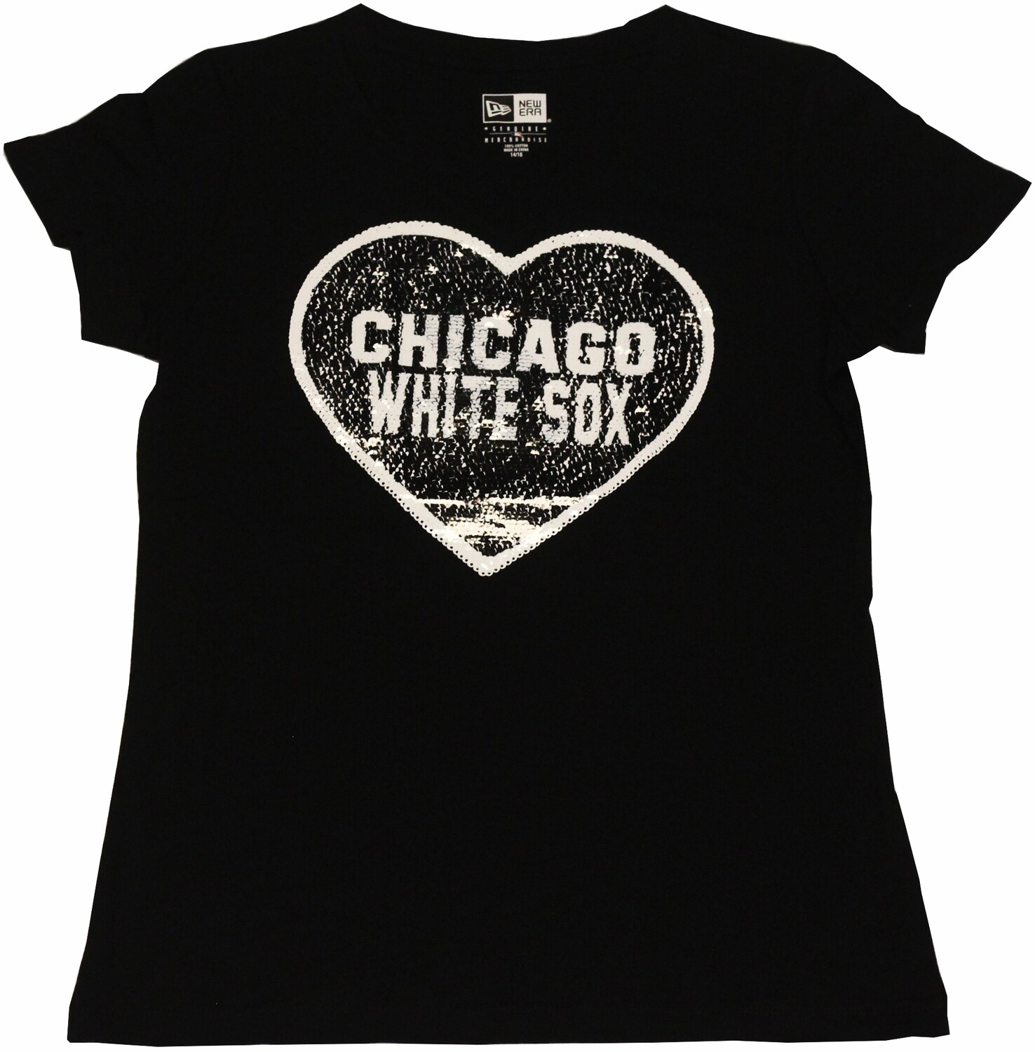 Chicago White Sox Girls V-Neck Sequin Heart, Size: 4/5