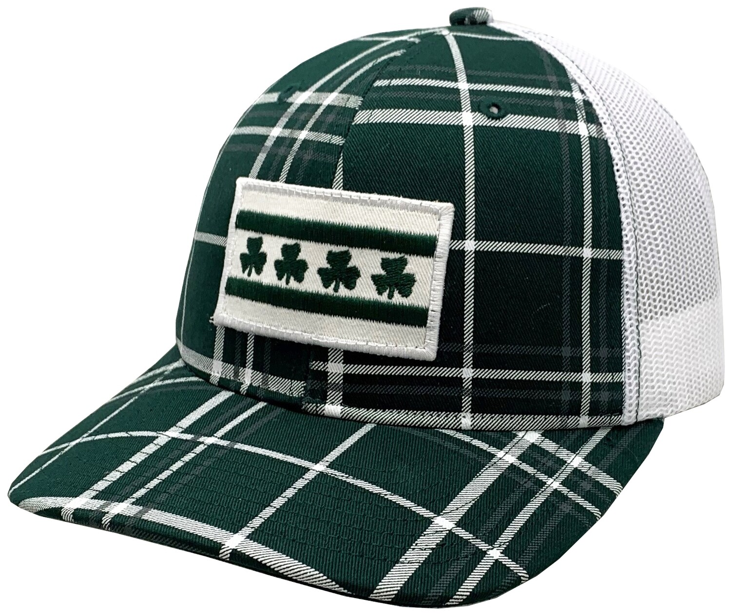 Irish Shamrock Chicago Flag Snapback Mesh Plaid 112P