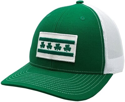 Irish Shamrock Chicago Flag Snapback Mesh Green/White