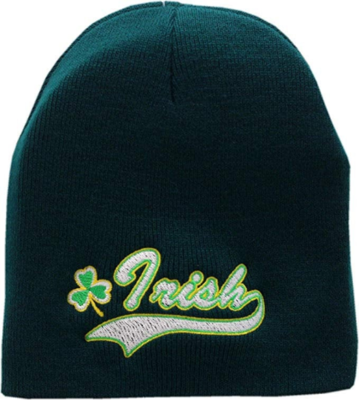 Irish Script Skull Beanie Knit Cap