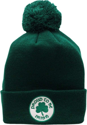 Proud To Be Irish Circle Patch Knit Cap With Pom