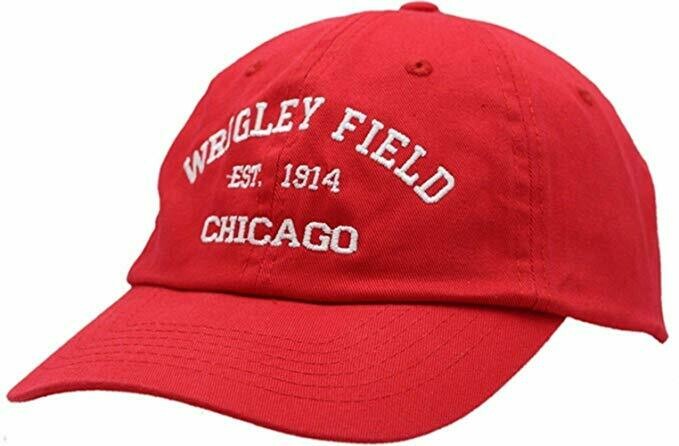 Wrigley Field Chicago 1914 Buckle Back Slouch Cap, Color: Red