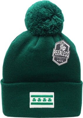 Chicago Irish Shamrock Cuffed Pom Knit Hat Green