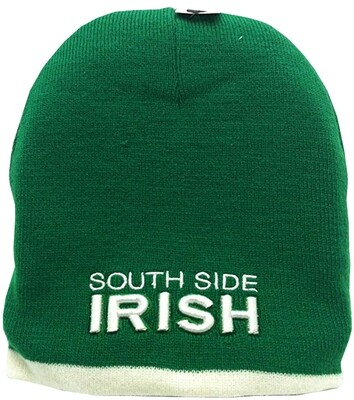 South Side Irish Green &amp; White Knit Skull Cap