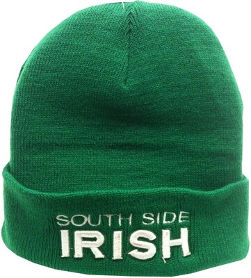 South Side Irish Knit Cap with Cuff Green