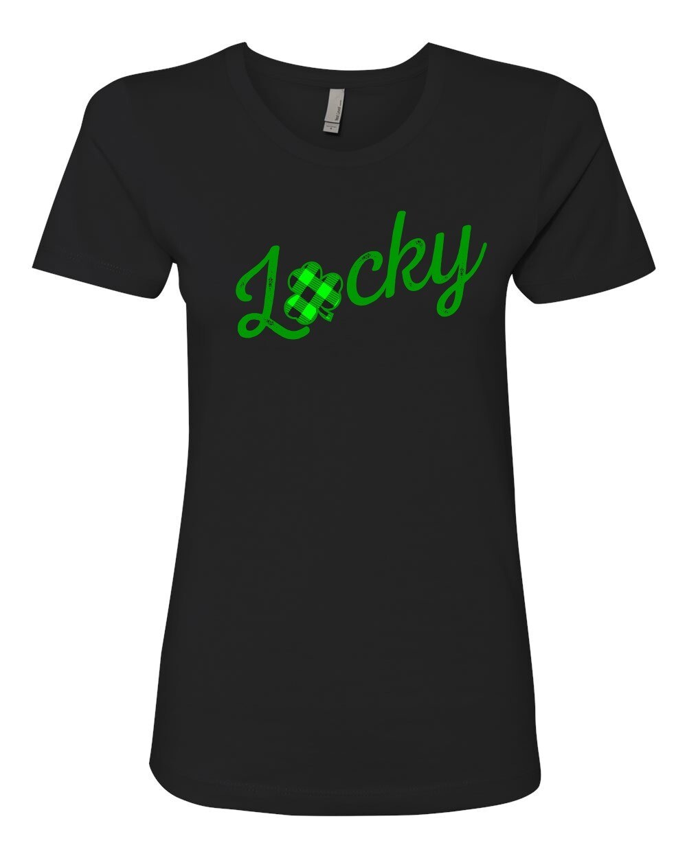 Lucky Shamrock St. Patrick&#39;s Day Ladies Crew Neck T-Shirt, Size: Small, Color: Black