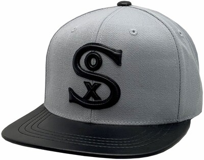 White Sox 1936 Logo Leather Flat Bill Adjustable Hat Grey/Black