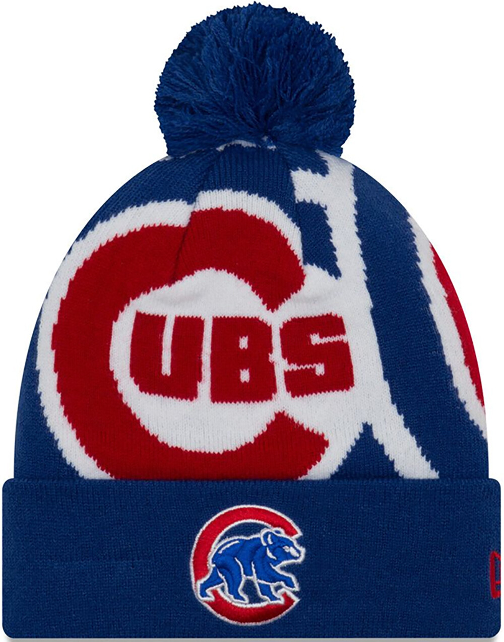 Chicago Cubs Logo Whiz Cuffed Pom Knit Hat Blue