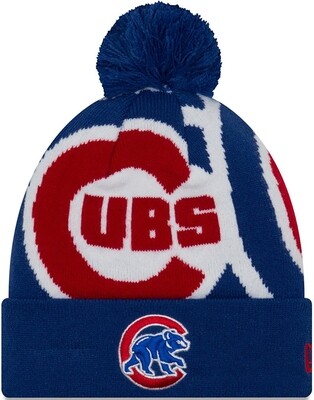 Chicago Cubs Logo Whiz Cuffed Pom Knit Hat Blue