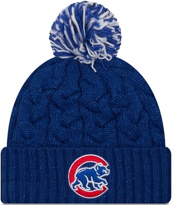 Chicago Cubs Womens Cozy Cable Pom Knit Hat Blue