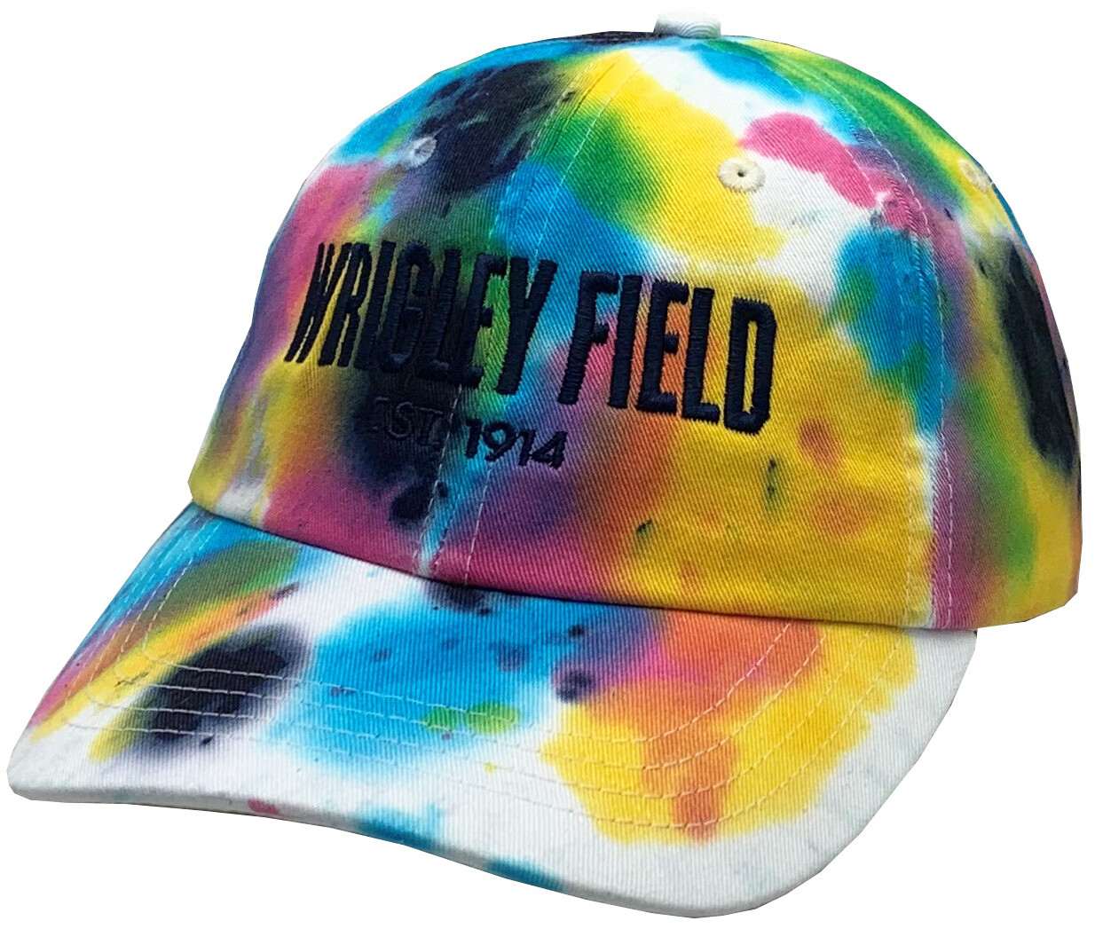 Wrigley Field Chicago 1914 Tie Dye Adjustable Strap Baseball Hat Bold Dark Blue