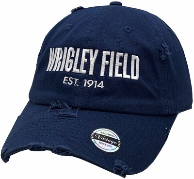 Wrigley Field Chicago 1914 Vintage Hat Buckle Back Bold Blue