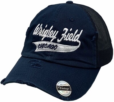 Wrigley Field Chicago Vintage Trucker Mesh Snapback Blue
