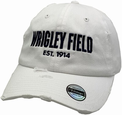 Wrigley Field Est 1914 Vintage Hat Buckle Back Bold White