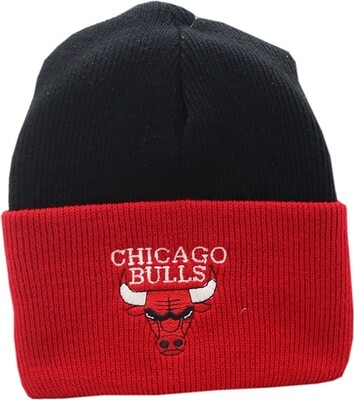 Chicago Bulls Knit Hat Cuffed 2-Tone Logo Block