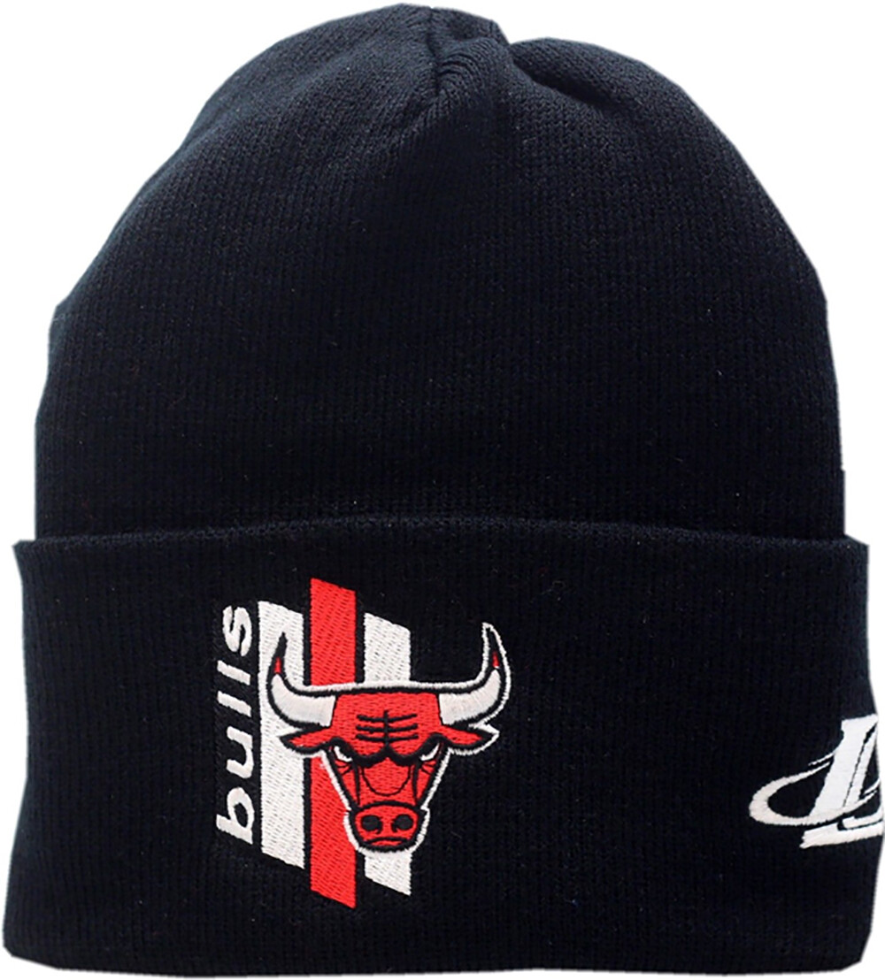 Bulls Knit Hat Cuffed Striped Logo Block