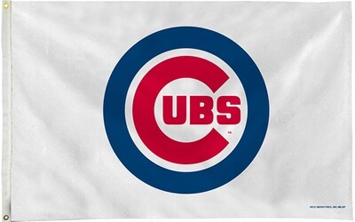 Chicago Cubs Bullseye 3 x 5 White Background Banner Flag