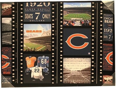Chicago Bears Film Collage 24 x 18 Canvas Wall Art