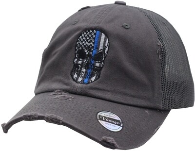 Blue Line Flag Enforcer Vintage Mesh Snapback Grey