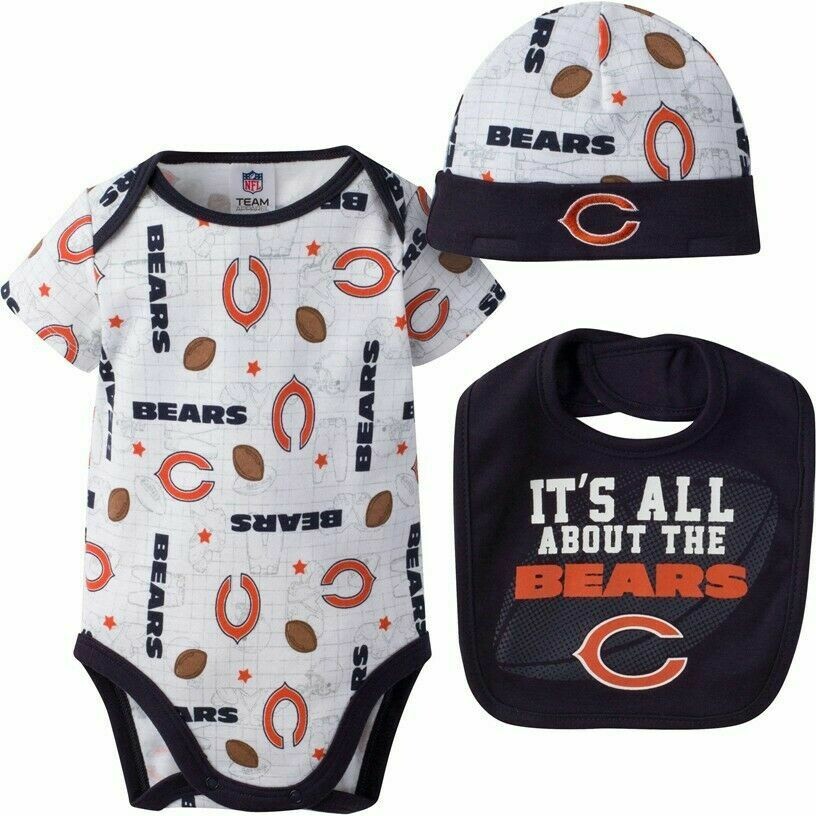 Chicago Bears Toddler Creeper, Bib, and Cap Set, Size: 0-3 Months