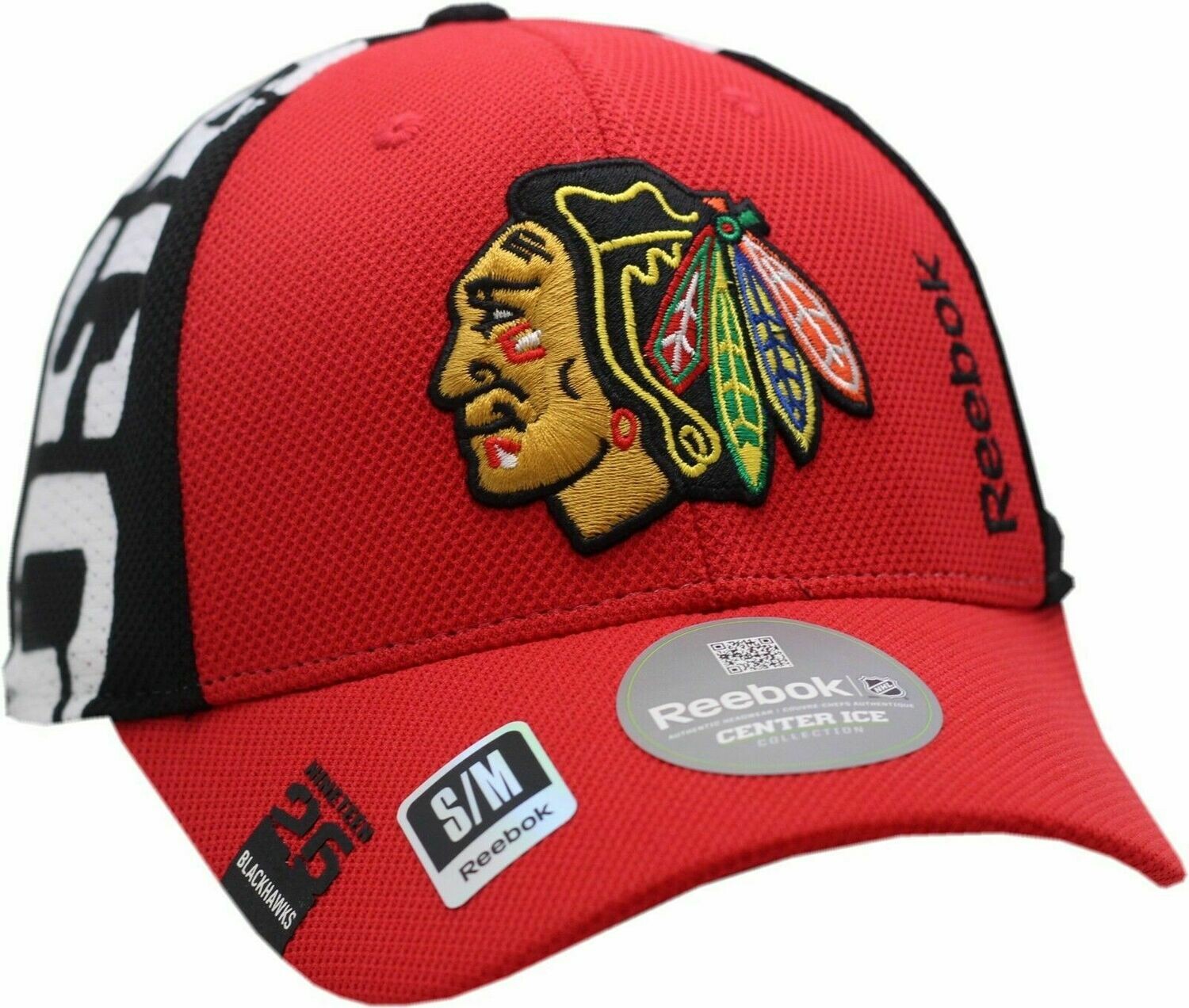 Chicago Blackhawks Hat Flex Fit Draft Structured Indian Head Logo, Size: S/M