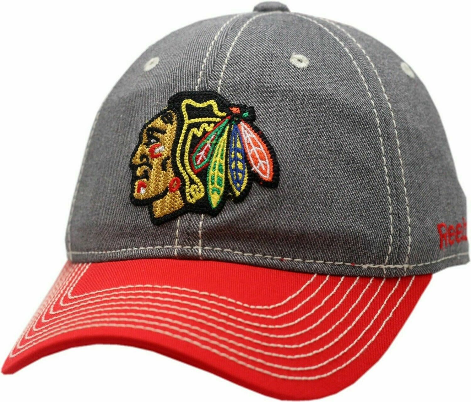 Chicago Blackhawks Hat Buckle Back Face Off Slouch Logo Block