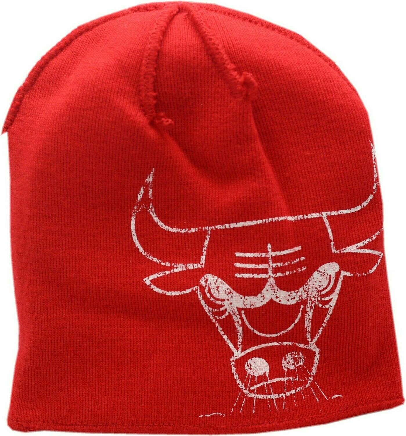 Chicago Bulls Silkscreen Logo Inside Out Skull Knit Hat